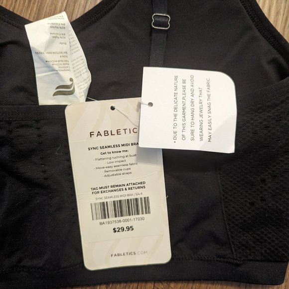 Fabletics Black Sync Seamless Midi Padded Bra - Small - New w/ tags - Picture 3 of 3
